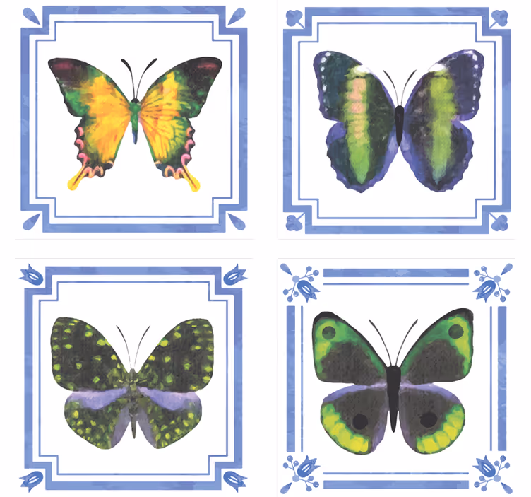 Sottobicchieri elementi farfalla colorati - TenStickers