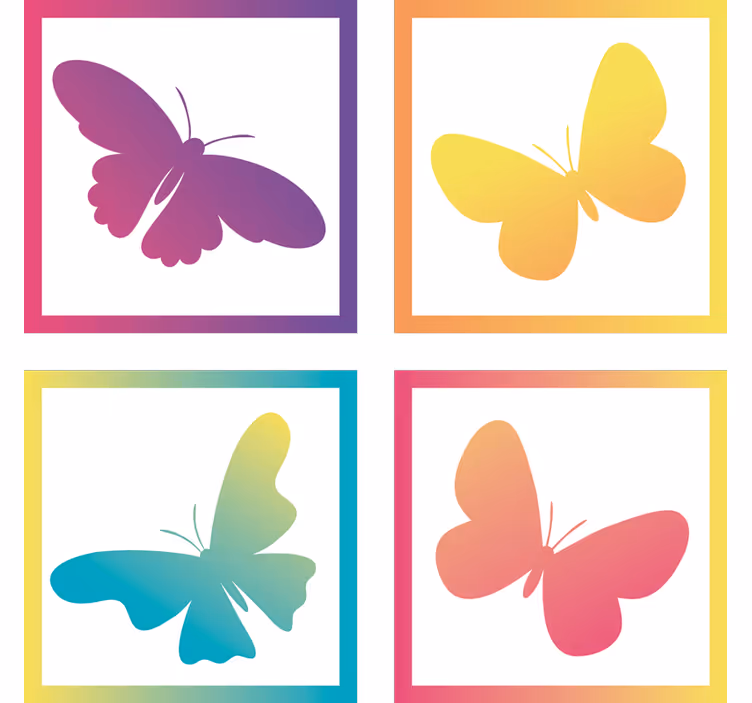 Sottobicchieri moderno silhouette di farfalle colorate - TenStickers