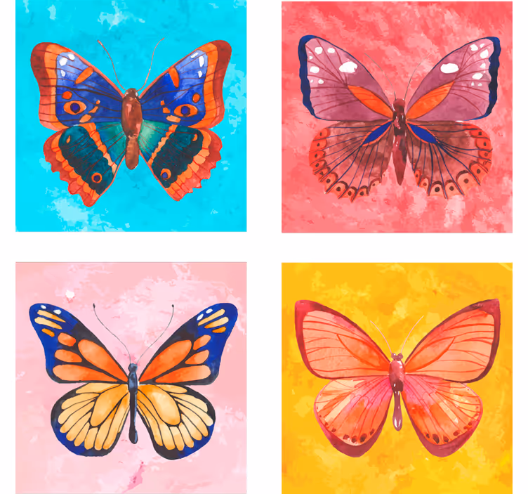Sottobicchieri frikis illustrazione farfalla colorata - TenStickers
