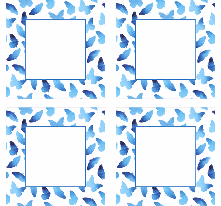 Sottobicchieri personalizzabili con cornici blu farfalla - TenStickers