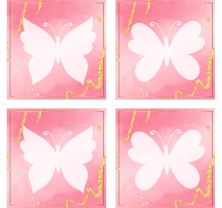 Sottobicchieri moderno emblema farfalla elegante - TenStickers