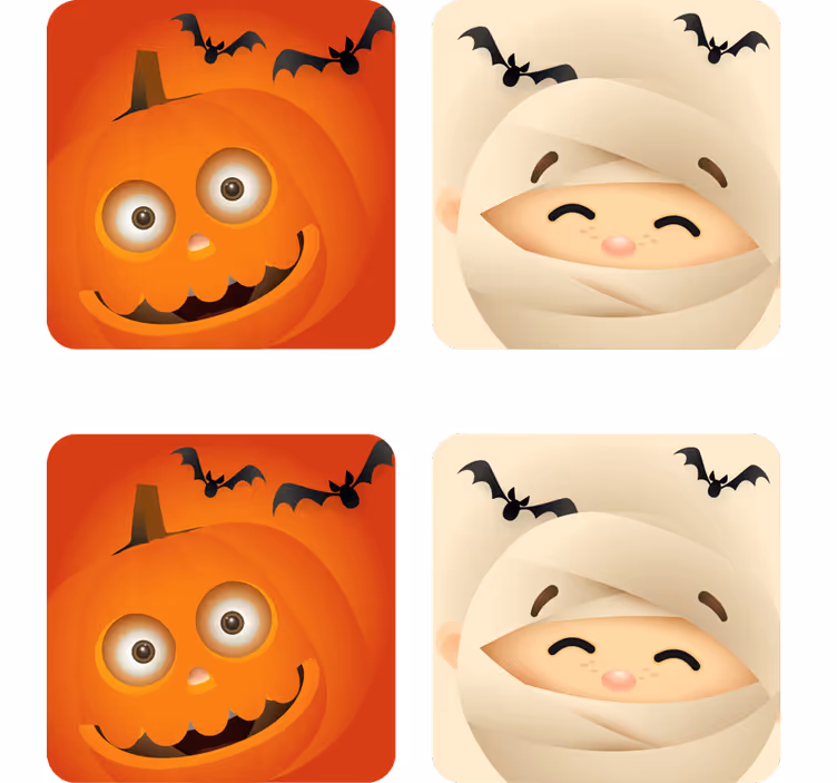 Sottobicchieri halloween zucca allegra e mummia - TenStickers