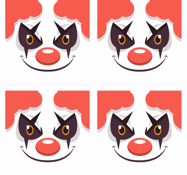 Sottobicchieri frikis design faccia di clown giocosa - TenStickers