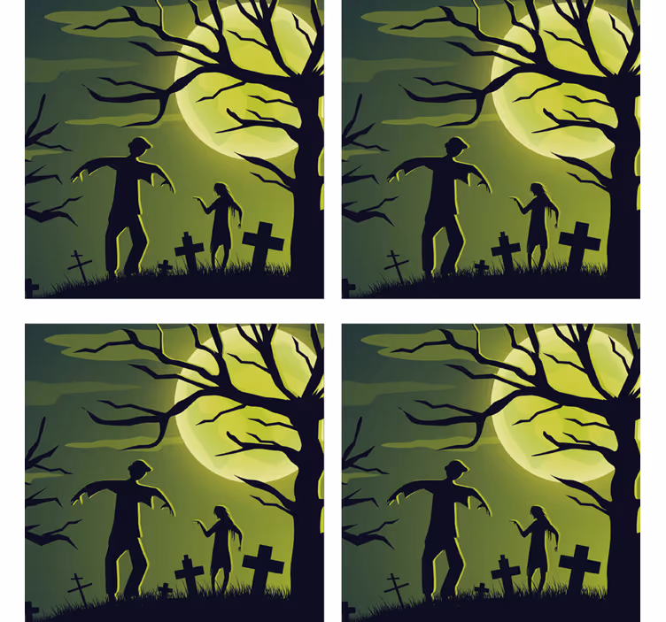 Sottobicchieri halloween zombie sotto la luna - TenStickers