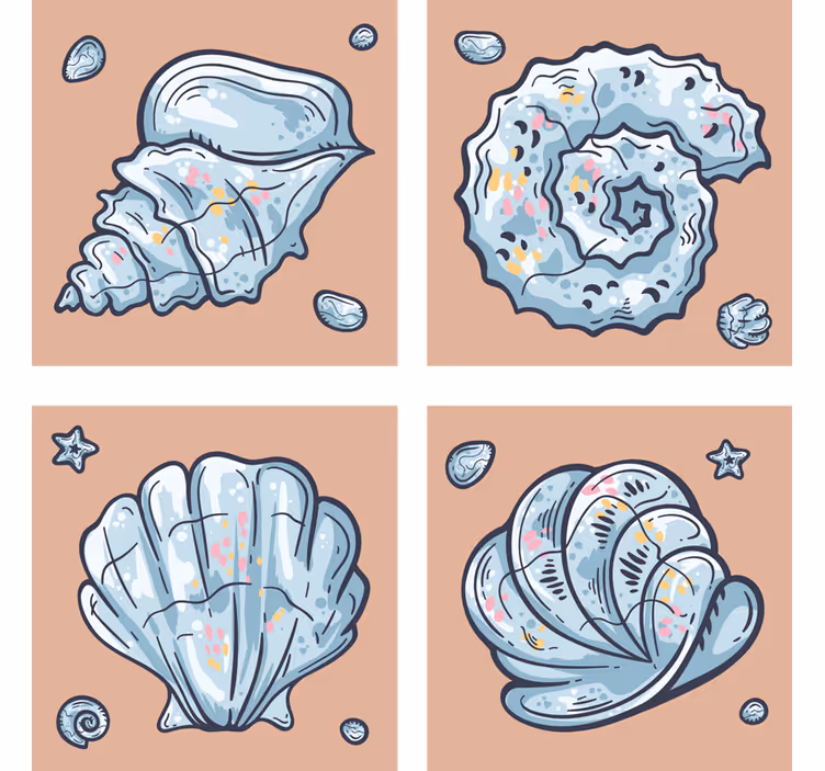 Sottobicchieri moderno motivi ispirati alle conchiglie - TenStickers