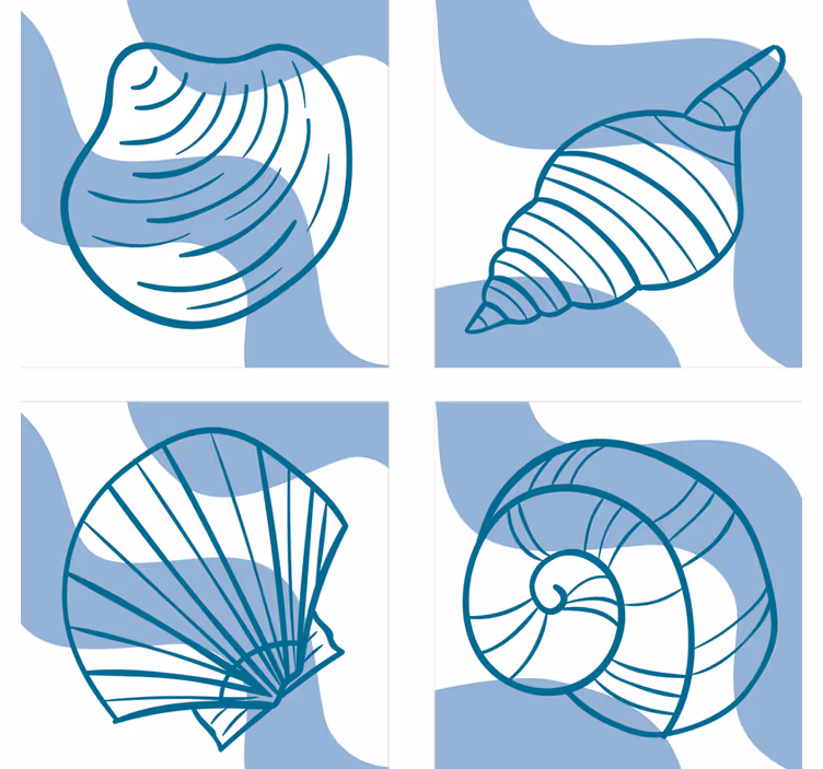 Sottobicchieri frikis illustrazioni di conchiglie stilizzate - TenStickers