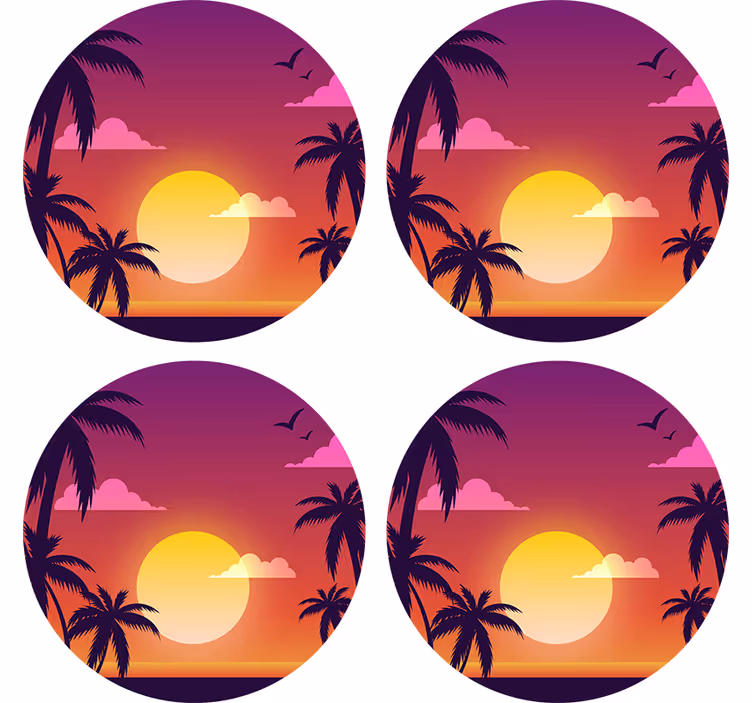 Sottobicchieri frikis motivo tramonto tropicale - TenStickers