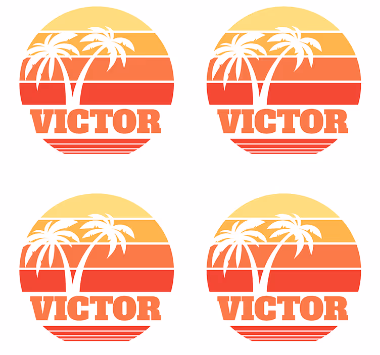 Sottobicchieri personalizzabili tramonto tropicale con palme - TenStickers