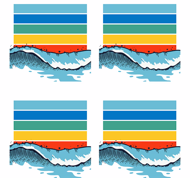 Sottobicchieri motivo onde colorate - TenStickers