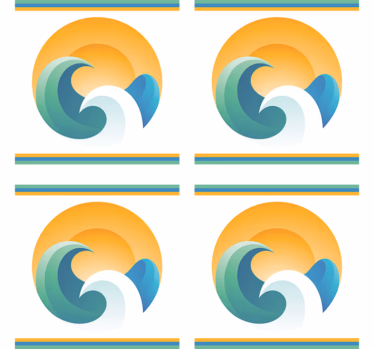 Sottobicchieri moderno onde stilizzate al tramonto - TenStickers
