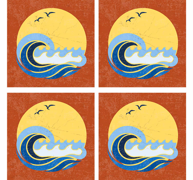 Sottobicchieri frikis design onde al tramonto - TenStickers