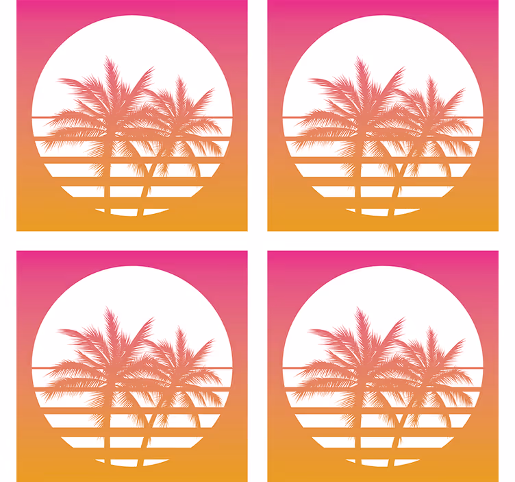 Sottobicchieri frikis silhouette di tramonto tropicale - TenStickers