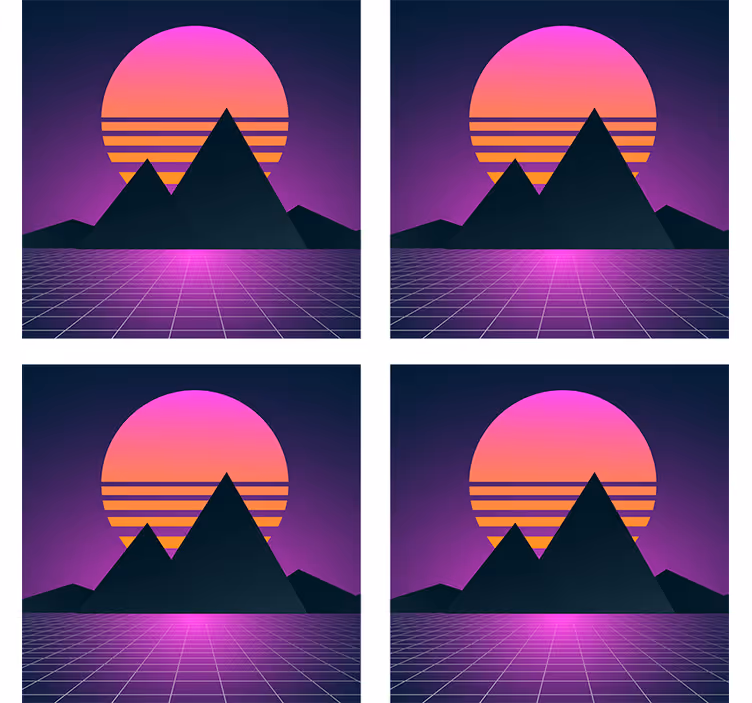 Sottobicchieri moderno tramonto geometrico di montagna - TenStickers