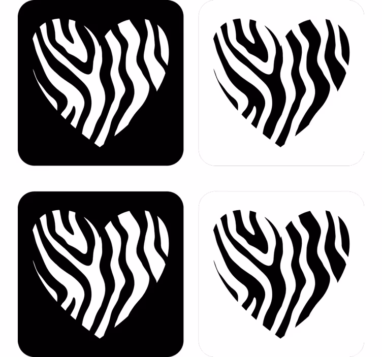 Sottobicchieri frikis a forma di cuore zebra - TenStickers
