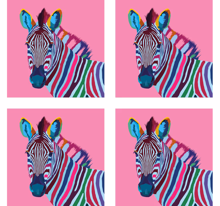 Sottobicchiere  personalizzato moderno Zebra art - TenStickers