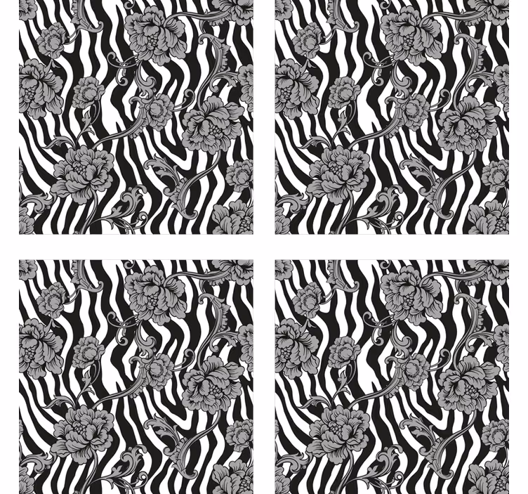 Sottobicchieri motivo floreale zebra - TenStickers