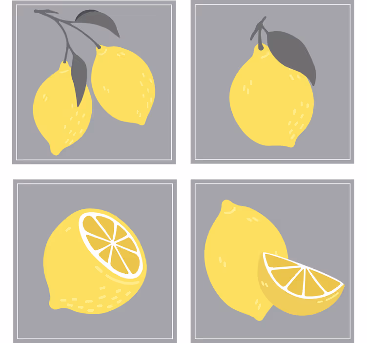 Sottobicchieri set di illustrazioni limone - TenStickers