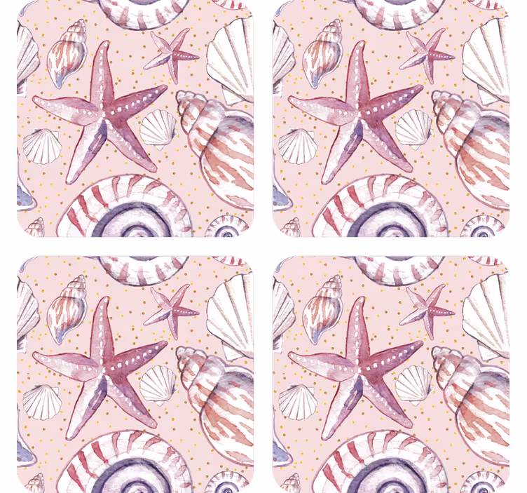 Sottobicchieri frikis motivo con conchiglie e stelle marine - TenStickers
