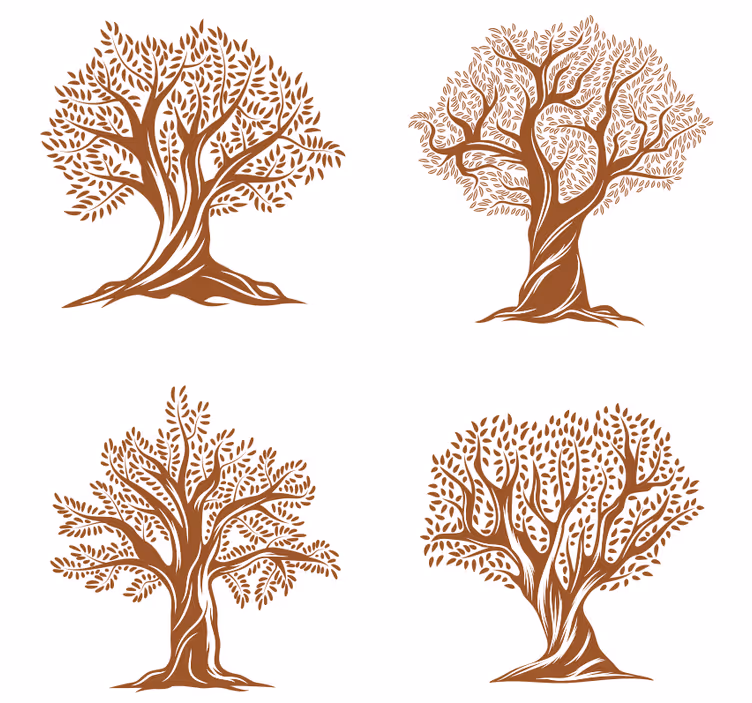 Sottobicchieri birra silhouette di alberi intrecciati - TenStickers