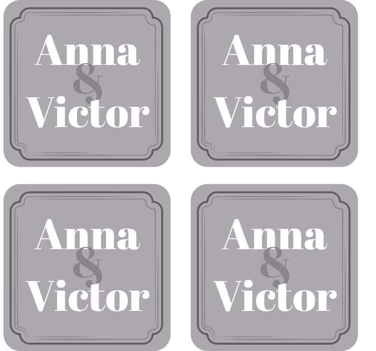 Sottobicchieri matrimonio iniziali personalizzate coppia - TenStickers