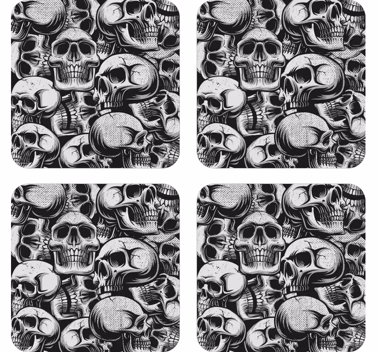 Sottobicchieri frikis motivo teschi monocromo - TenStickers