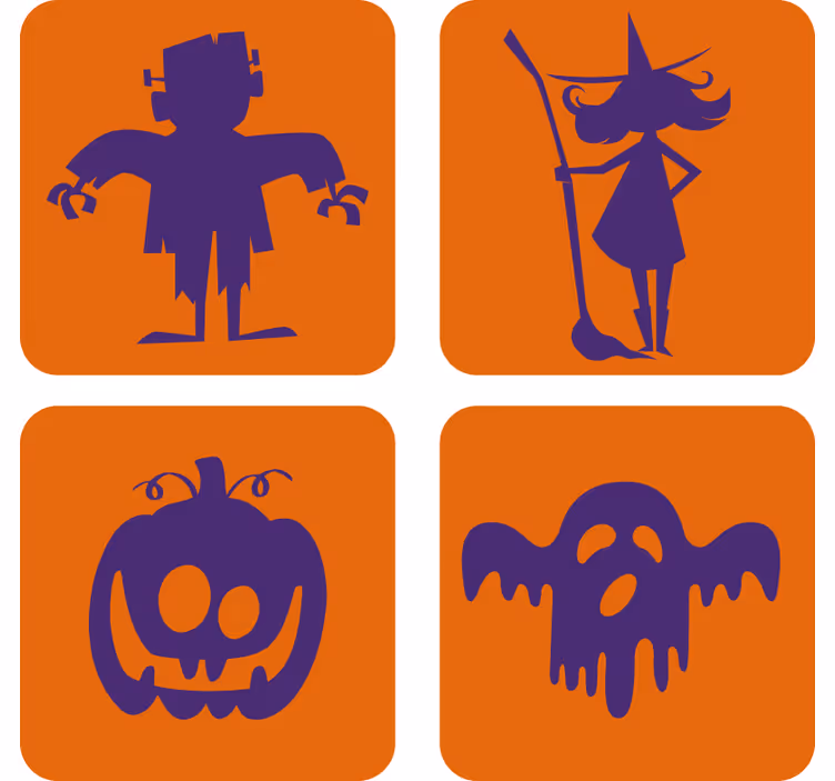 Sottobicchieri halloween frankenstein strega zucca fantasma - TenStickers