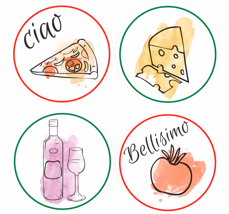 Sottobicchieri personalizzabili motivi cibo e bevande - TenStickers