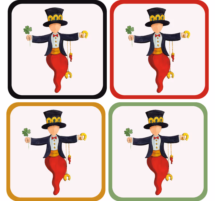 Sottobicchieri frikis personaggio giocoso con trifoglio - TenStickers