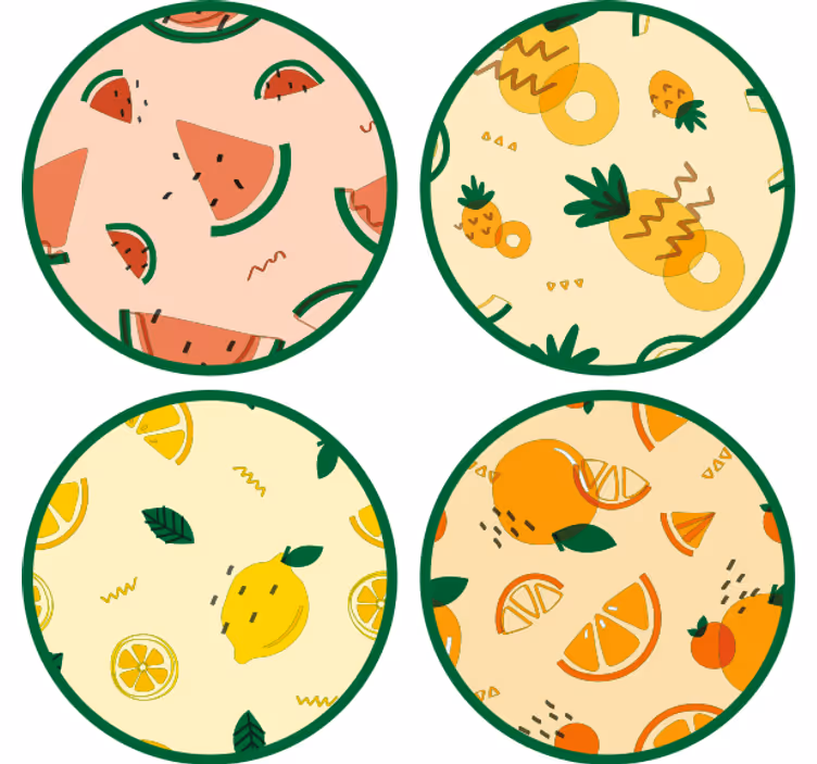 Sottobicchieri frikis con motivi di frutta tropicale - TenStickers