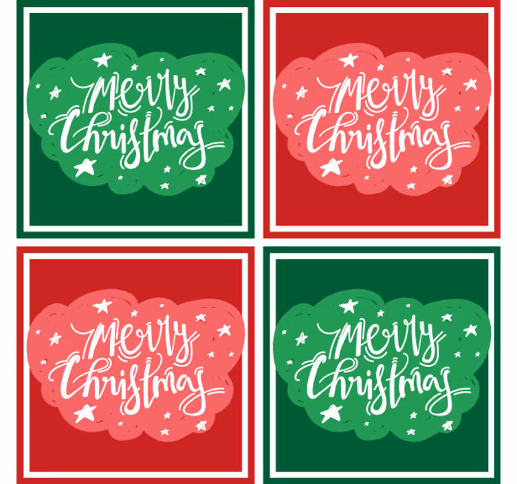 Sottobicchieri natalizi tipografia festosa e allegra - TenStickers