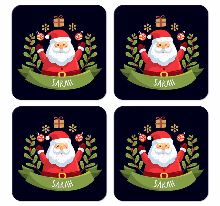 Sottobicchiere  tema Natale Babbo natale con nome - TenStickers