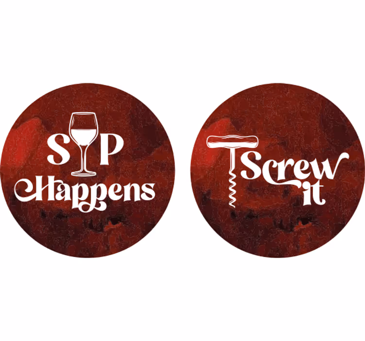 Sottobicchieri con frase umoristiche sul vino - TenStickers