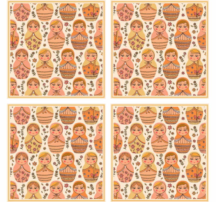 Sottobicchieri frikis con motivo di matrioske colorate - TenStickers
