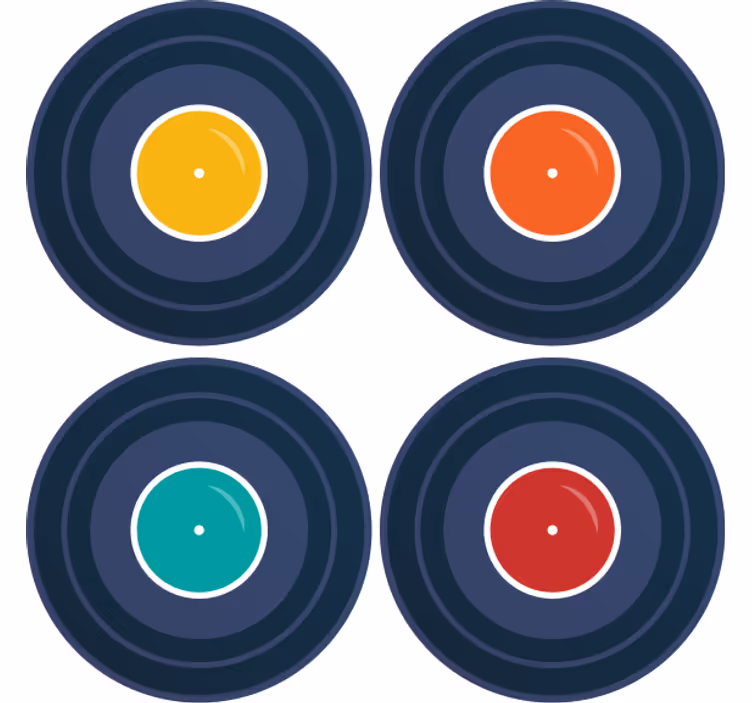 Sottobicchieri frikis ispirazione in vinile colorato - TenStickers