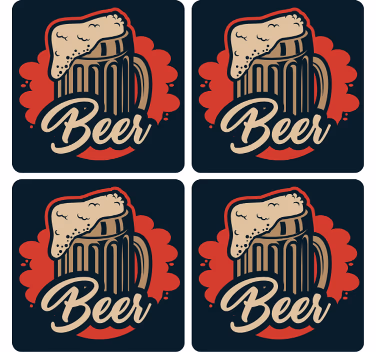 Sottobicchieri birra illustrazione tazza schiumosa - TenStickers