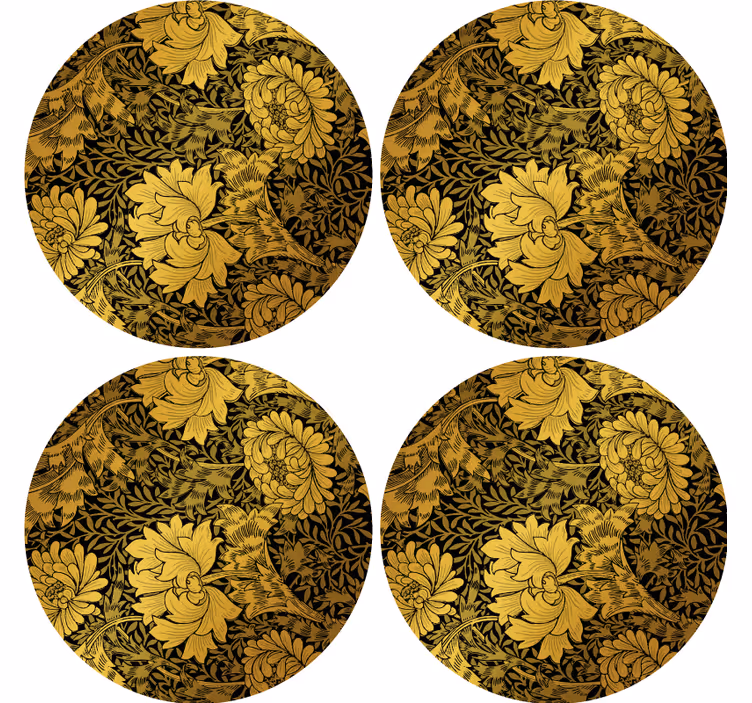Sottobicchiere  personalizzato moderno Foglie dorate - TenStickers