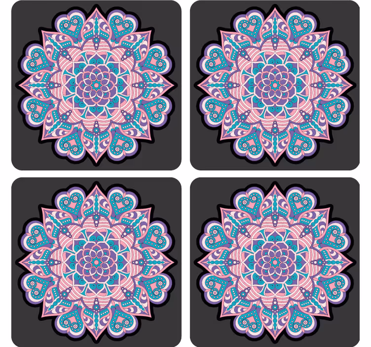 Sottobicchieri frikis mandala cuore colorato - TenStickers