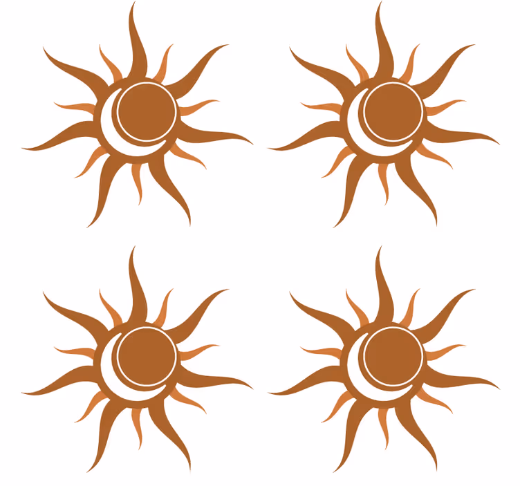 Sottobicchieri simbolo del sole con curve - TenStickers