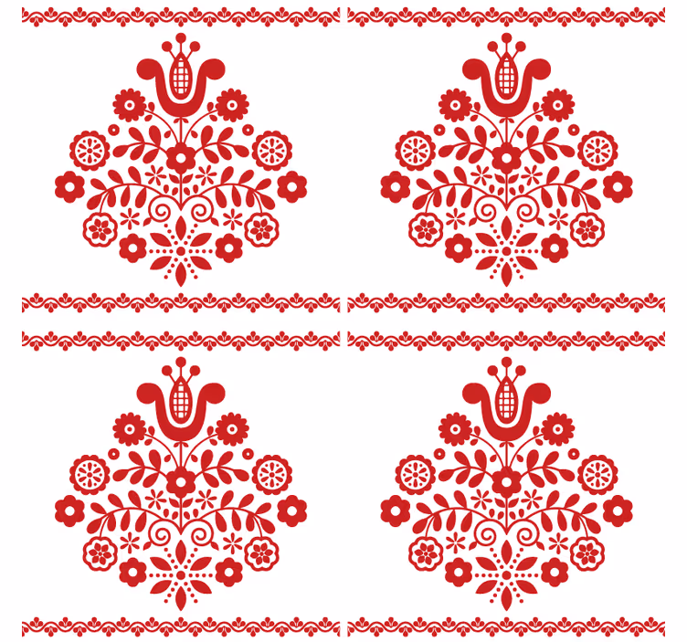 Sottobicchieri motivo popolare floreale - TenStickers