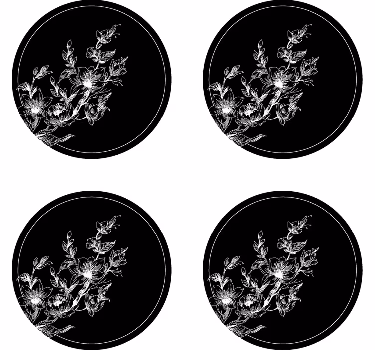Sottobicchieri arte lineare floreale - TenStickers