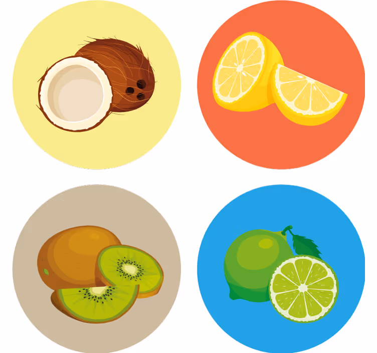Sottobicchieri moderno collezione illustrazioni fruttate - TenStickers