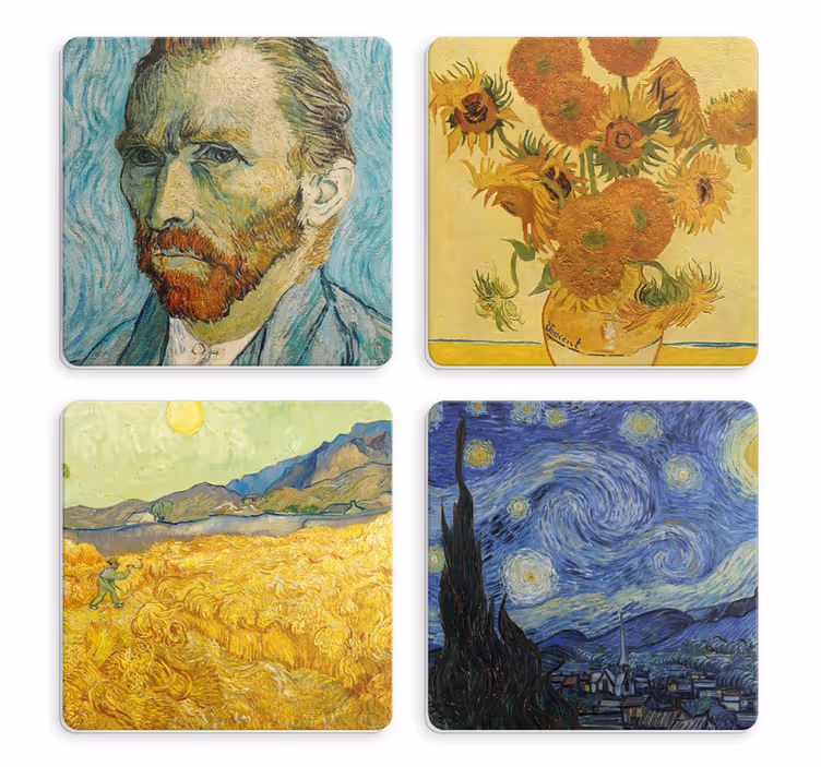 Sottobicchieri vintage ritratto di vincent e girasoli - TenStickers