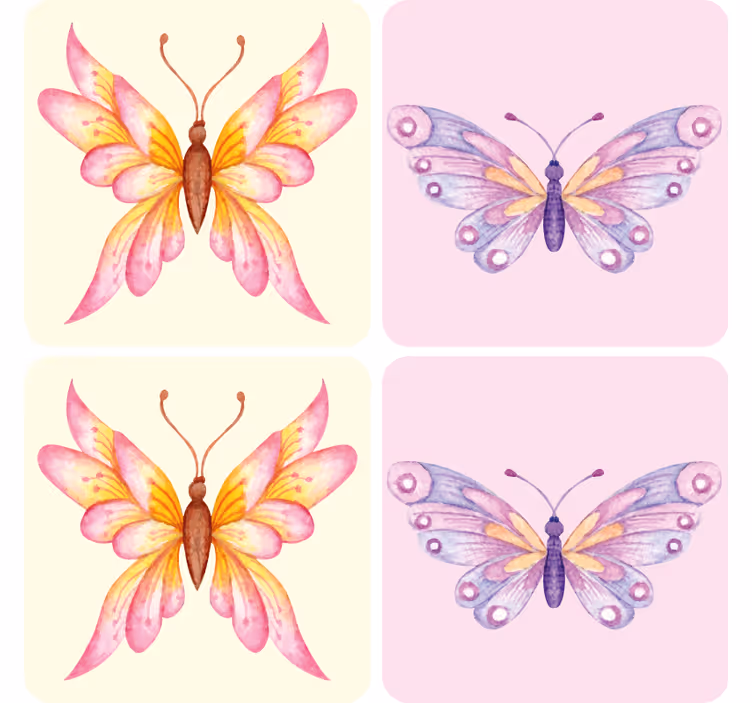 Sottobicchieri frikis motivi farfalla vibranti - TenStickers