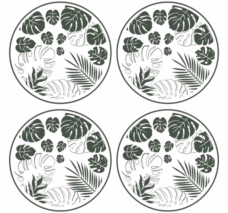 Sottobicchieri motivo circolare verde lussureggiante - TenStickers