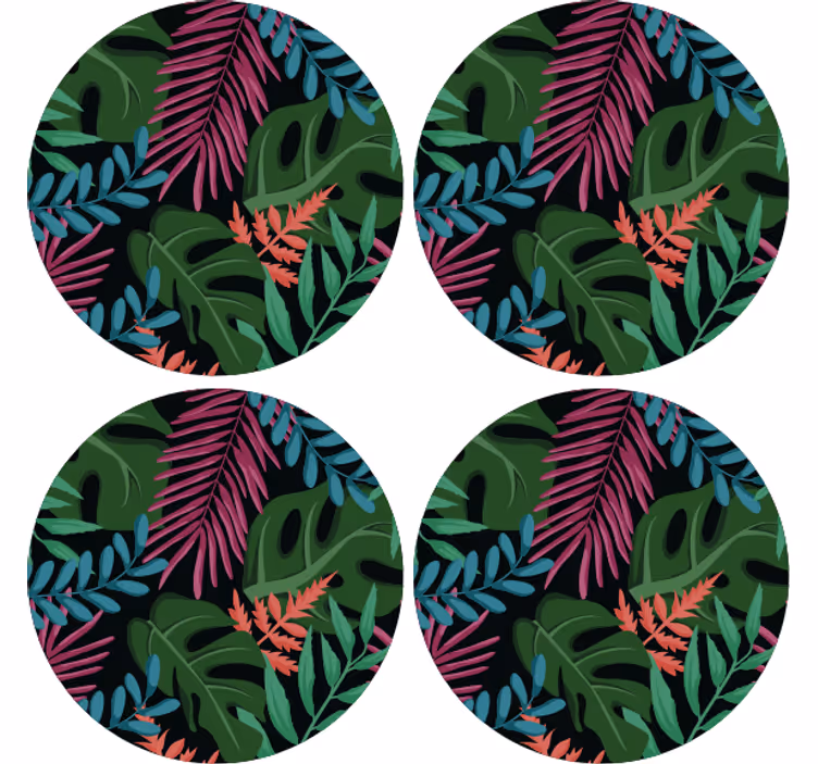 Sottobicchieri motivi foglie tropicali - TenStickers