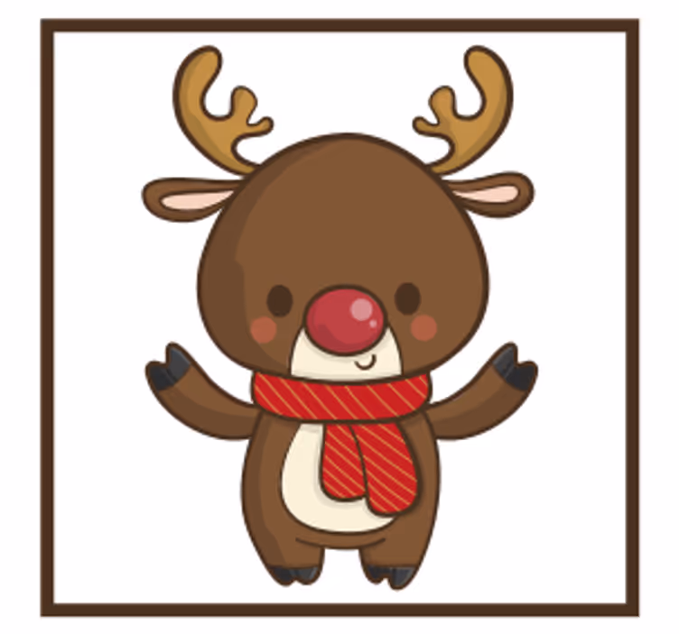 Sottobicchieri natalizi renna allegra con sciarpa - TenStickers