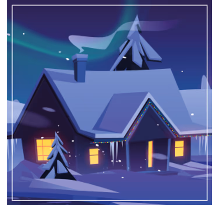 Sottobicchieri natalizi cabin con neve e luci - TenStickers