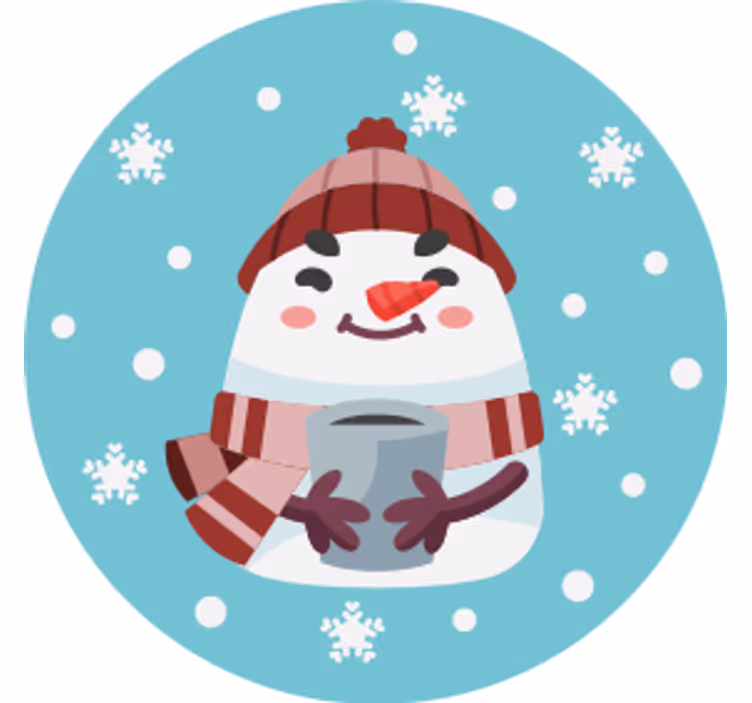 Sottobicchieri natalizi pupazzo di neve con tazza - TenStickers