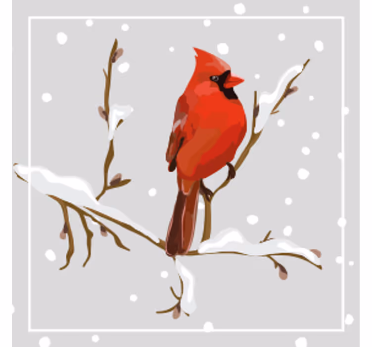 Sottobicchieri natalizi cardinali su ramo innevato - TenStickers