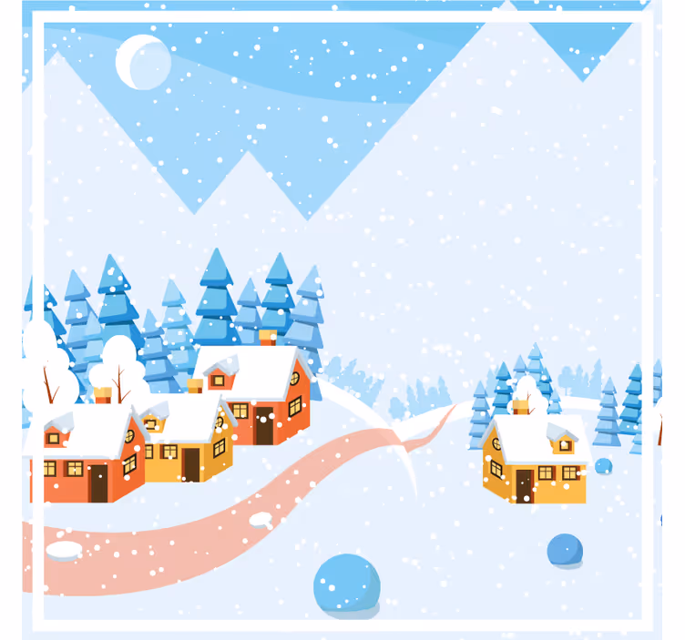 Sottobicchieri natalizi scena di villaggio innevato - TenStickers